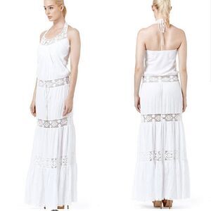 Michelle Jonas Cotton Crochet Maxi Dress Medium